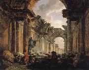 ROBERT, Hubert Imaginary View of the Grande Galerie in the Louvre in Ruins oil painting
